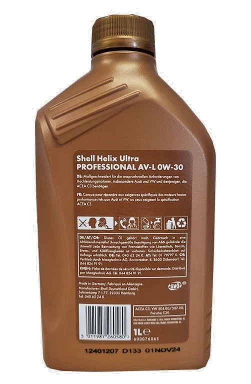 Shell Helix Ultra Professional AV-L 0W-30 Motoröl 6 Liter VW 50400 VW 50700 - Bild 3 von 4