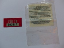 Unused N.O.S. FEB79 February 1979 Maine Motorcycle License Plate Year Sticker