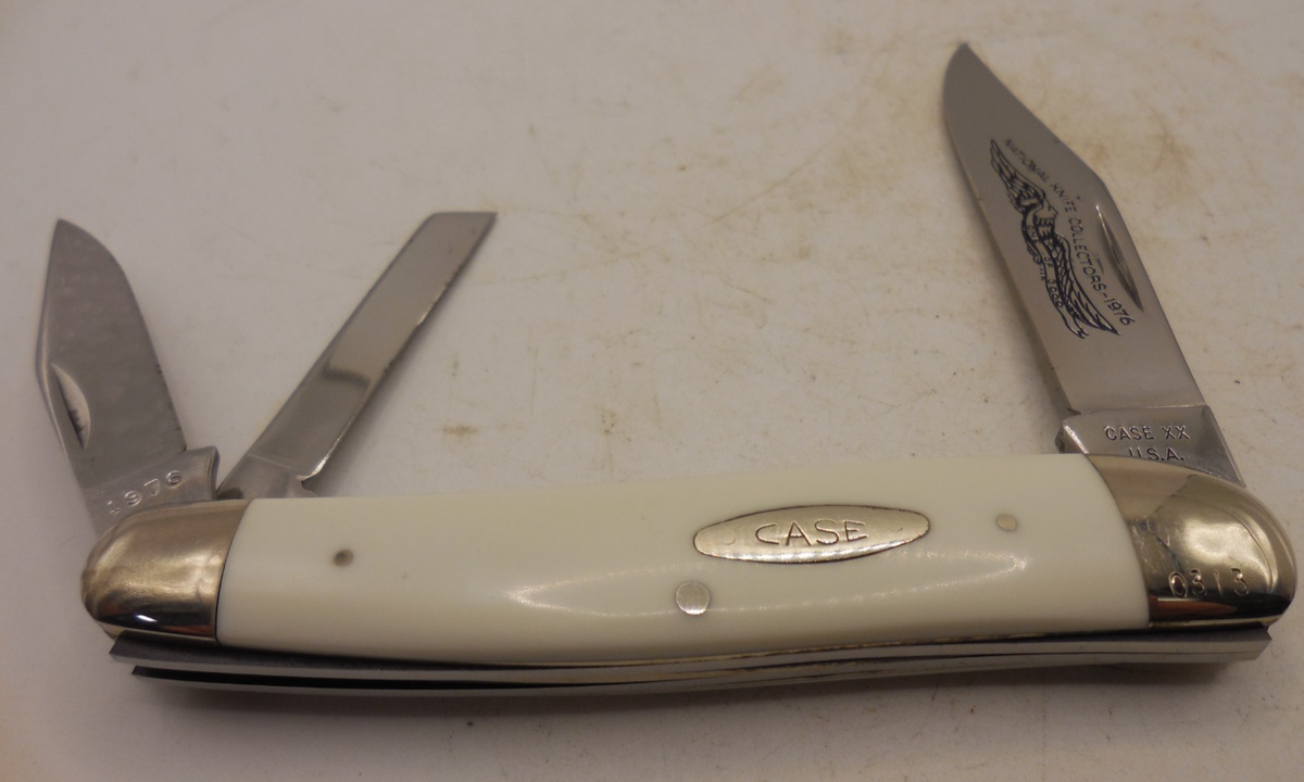 1976 NKC collector CASE XX 4dot 4380 white comp 3 blade knife #313
