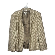 Talbots Womens Tweed Blazer Jacket Tan Beige Classic Business Size 12