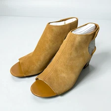 Clarks Deva Bell Size 9M Tan Open Toe Heeled Sandal Ankle Peep Toe Bootie