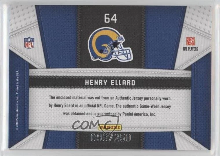 2010 Certified Fabric of the Game /250 Henry Ellard #64 - Image 2 of 2