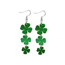 St. Patrick's Day Earrings for Women,Irish Shamrock Acrylic Dangle Earrings, C
