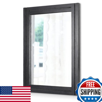 Aazzkang Wood Framed Mirror Rectangular Mirrors For Wall Black Large 26X18