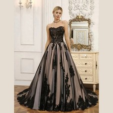 Sexy Sweetheart Wedding For Women Sexy Black Gothic Applique ALine Formal Bridal