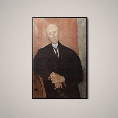 Amedeo Modigliani - Seated Man Against an Orange Background - Paper or Canvas