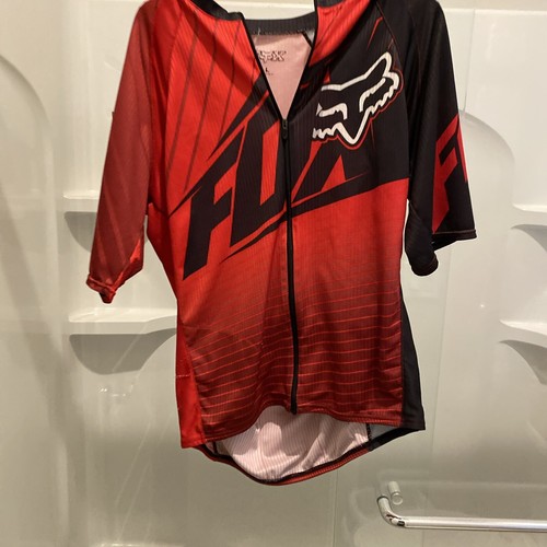 Fox Racing Cycling Jersey Adult Large Red Black Full Zip Polyester