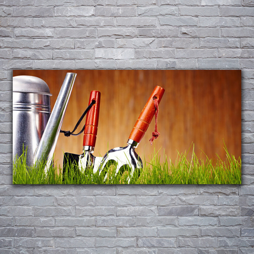 Photo sur toile tableau image impression 120x60 deco murale arrosoir herbe verte
