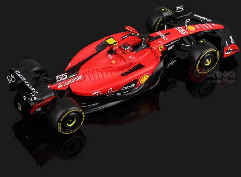BBURAGO 1:24 Signature 2023 SF23 FERRARI F1 #55 Carlos Sainz Model CAR w/ Helmet - Image 2 of 4