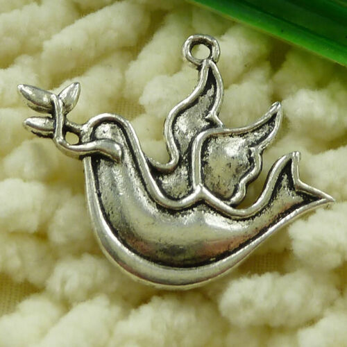 75 sztuk tybetańskich srebrnych charmsów dla ptaków wisiorek 34X27MM S2399 DIY Tworzenie biżuterii - Zdjęcie 1 z 6