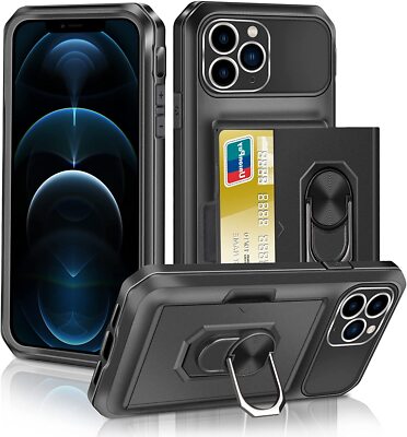 iPhone 12 Pro Max Handyhülle Schutzhülle Wallet Kartenfach Ring Halter Ständer