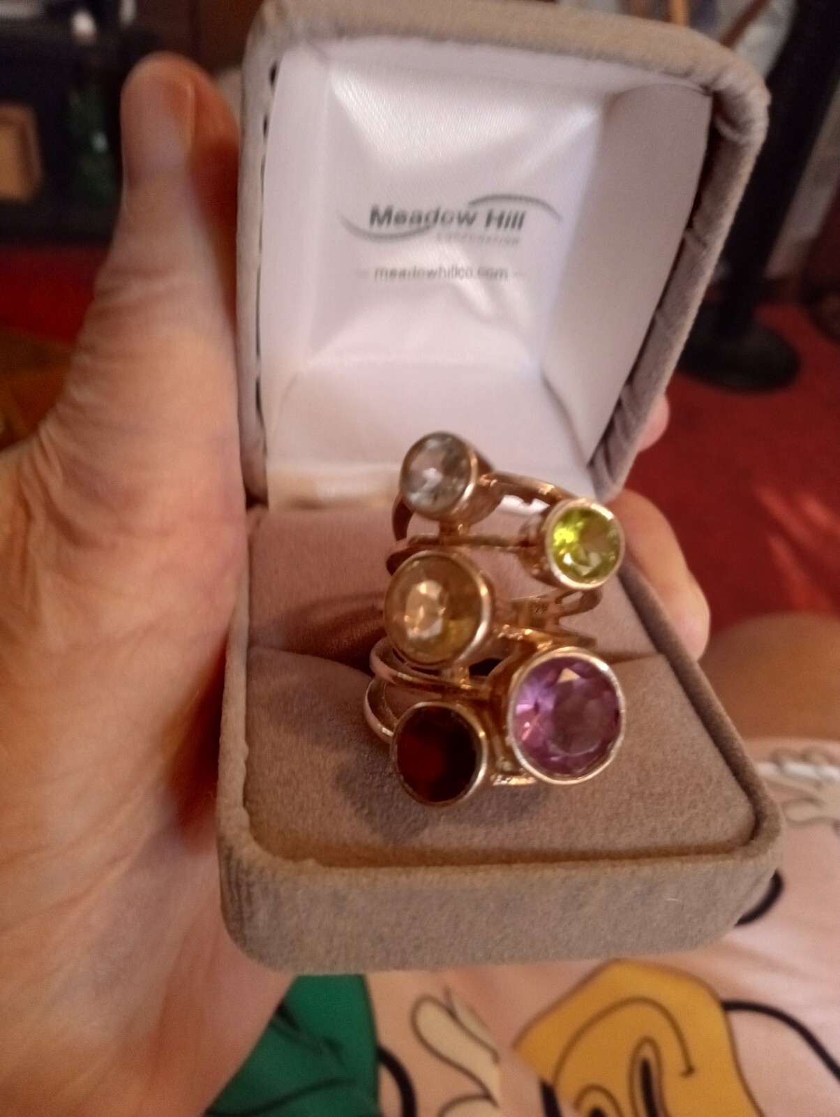 Vintage Assortment Of Gems 925 Sterling Silver Size 6.5 Ring