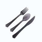 Transparent Black Elegant Forks Spoons and Knives Set Disposable Wedding Party
