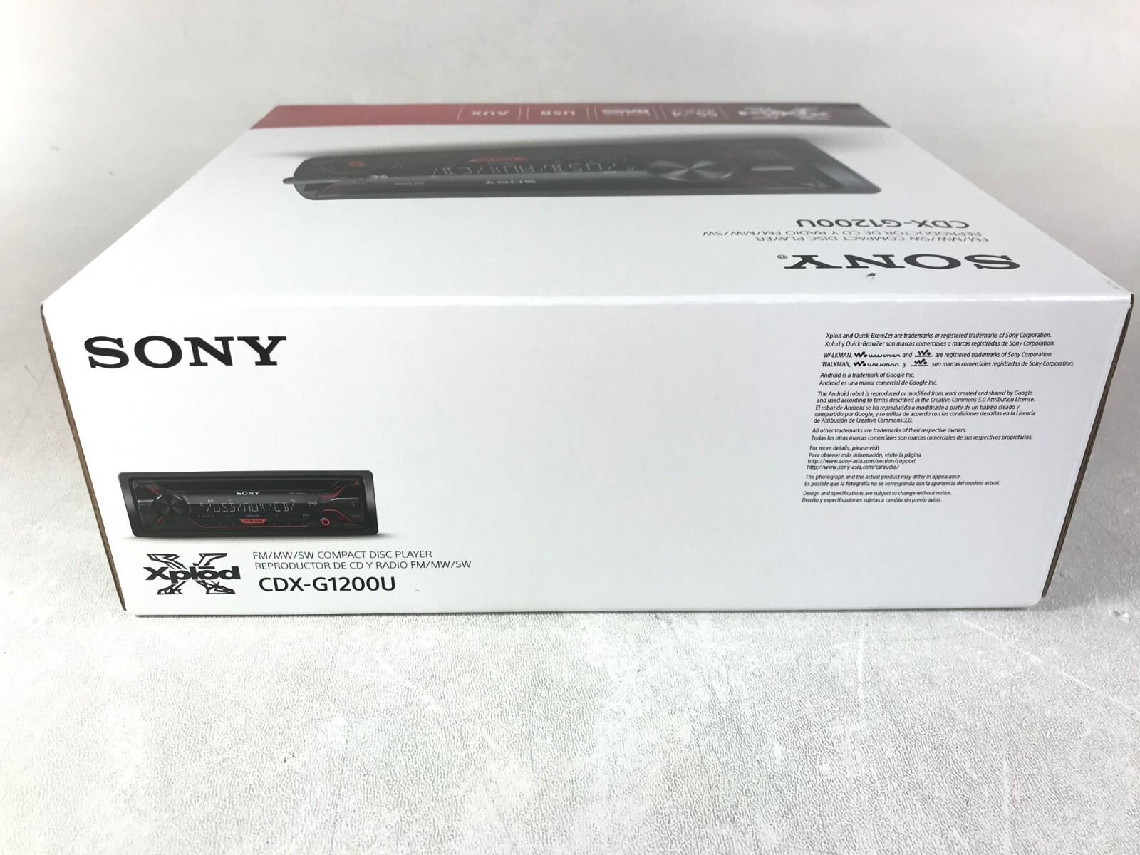 Sony CDX-G1200U CD Player Car Stereo iPhone Android MP3 USB Aux AM FM SW &Remote