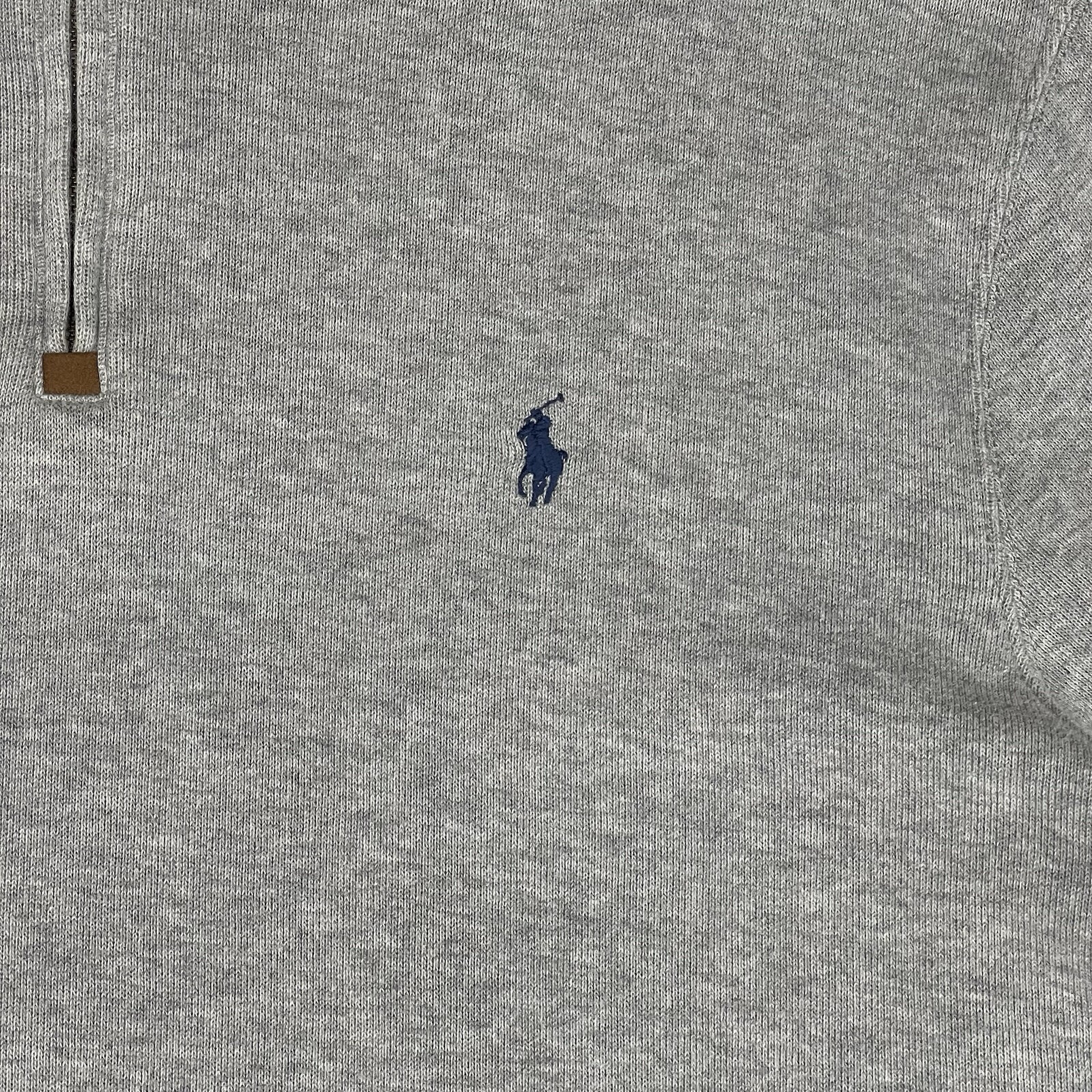 Polo Ralph Lauren maglione uomo 2XL grigio con pony blu pull over quarto zip cotone
