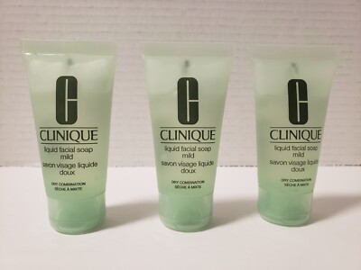 CLINIQUE Lot Of 3 Liquid Mild Facial Skin Soap Dry Combination Skin 1 Ounce Each