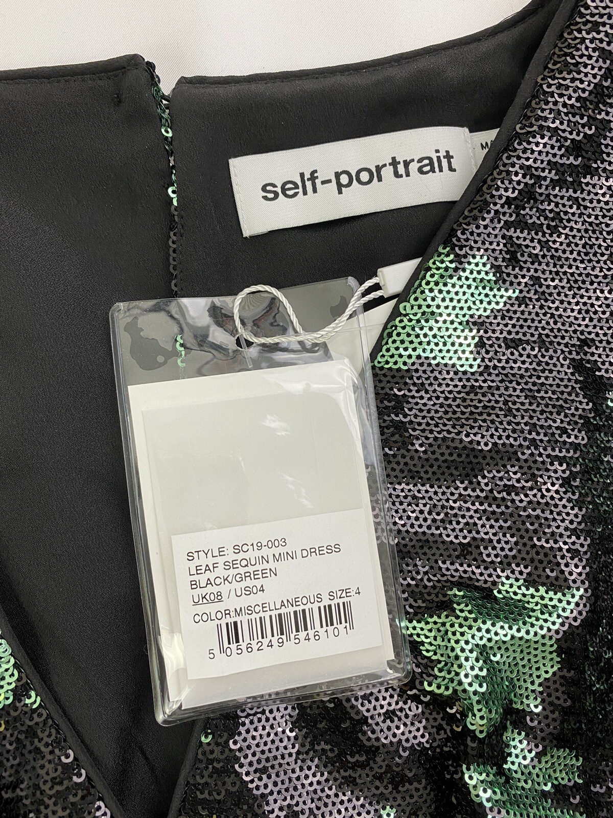 Self-Portrait Mini Dress Leaf Sequin - Black/Green - UK 8/US 4 - RRP £350 - New image 7