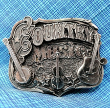 Country Music Belt Buckle Guitar Fiddle Banjo Vintage 1982 TGABC .DBD606