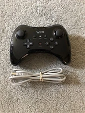 Official OEM Nintendo Wii U Pro Black Wireless Controller And Charger WUP-005