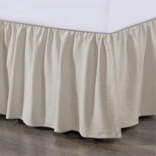 Farmhouse Tan Ruffled Twin Bed Skirt 13" Drop Brown Single Cotton Polyester EUC