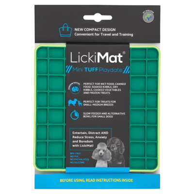 LickiMat Mini Playdate Tuff grün 15x15 cm Futtermatte für Hunde Leckerli