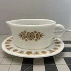 Vintage PYREX CORNING WARE BUTTERFLY GOLD GRAVY BOAT 77-B AND UNDERPLATE 77-U