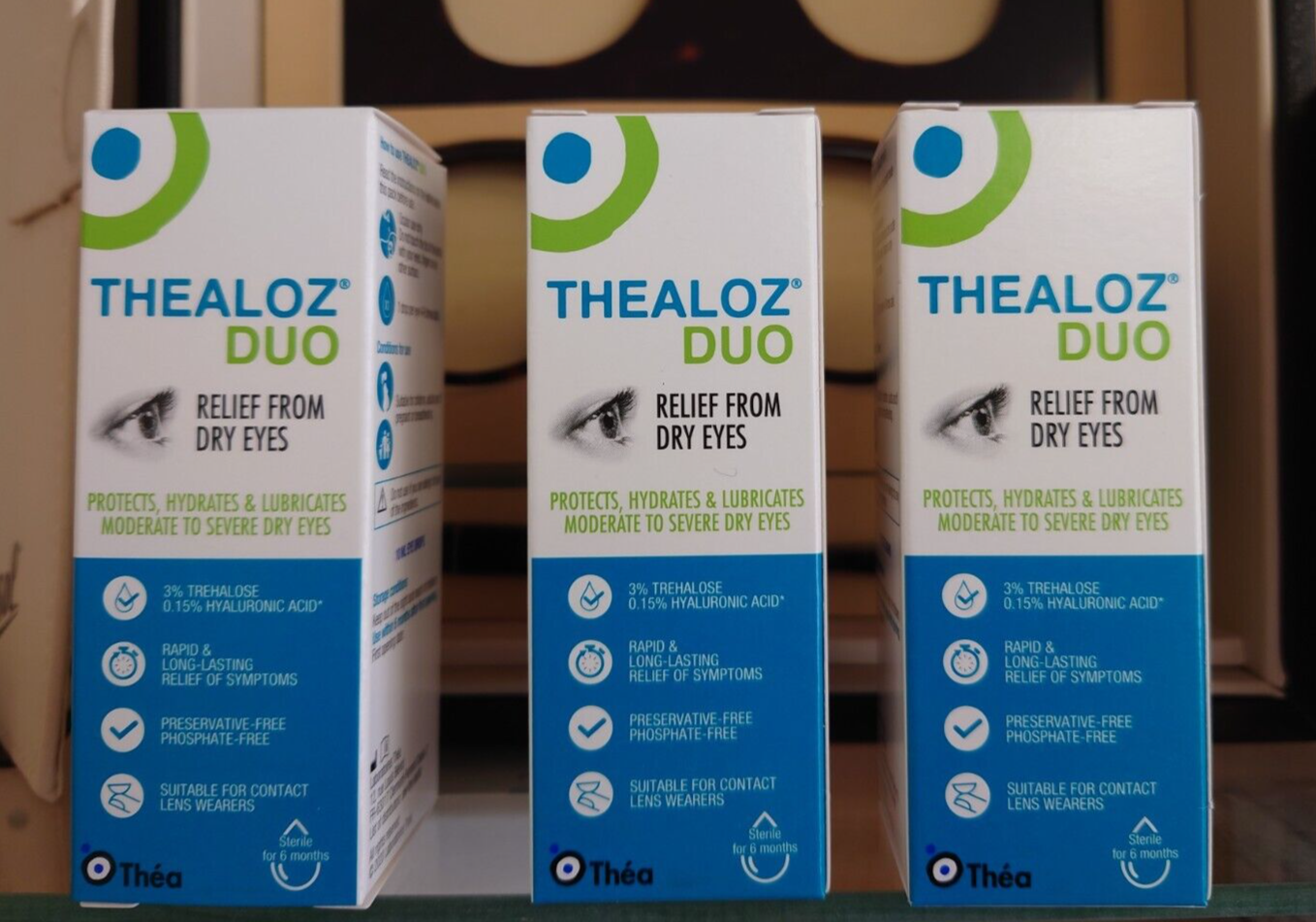 3x Thealoz Duo 10ml EYE DROPS