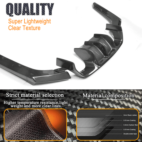 Difusor para BMW M3 F80 M4 F82 F83 difusor trasero carbono tracción trasera aletas divisor - Imagen 8 de 14