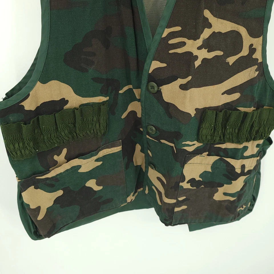 Vintage Game Winner Camo Hunting Vest Mens S / M 38/40 Duck Hunting Button Up - Image 3 of 4