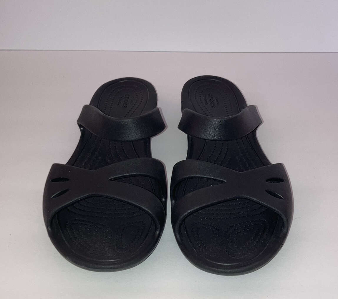 Crocs Sandals Women's 10 Black Flip Flop Slides Slip… Gem