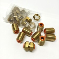 Lot of 9 SMC KQ2E11-00A Pneumatic Bulkhead Union Air Fittings 7/8"-14, 3/8" Tube