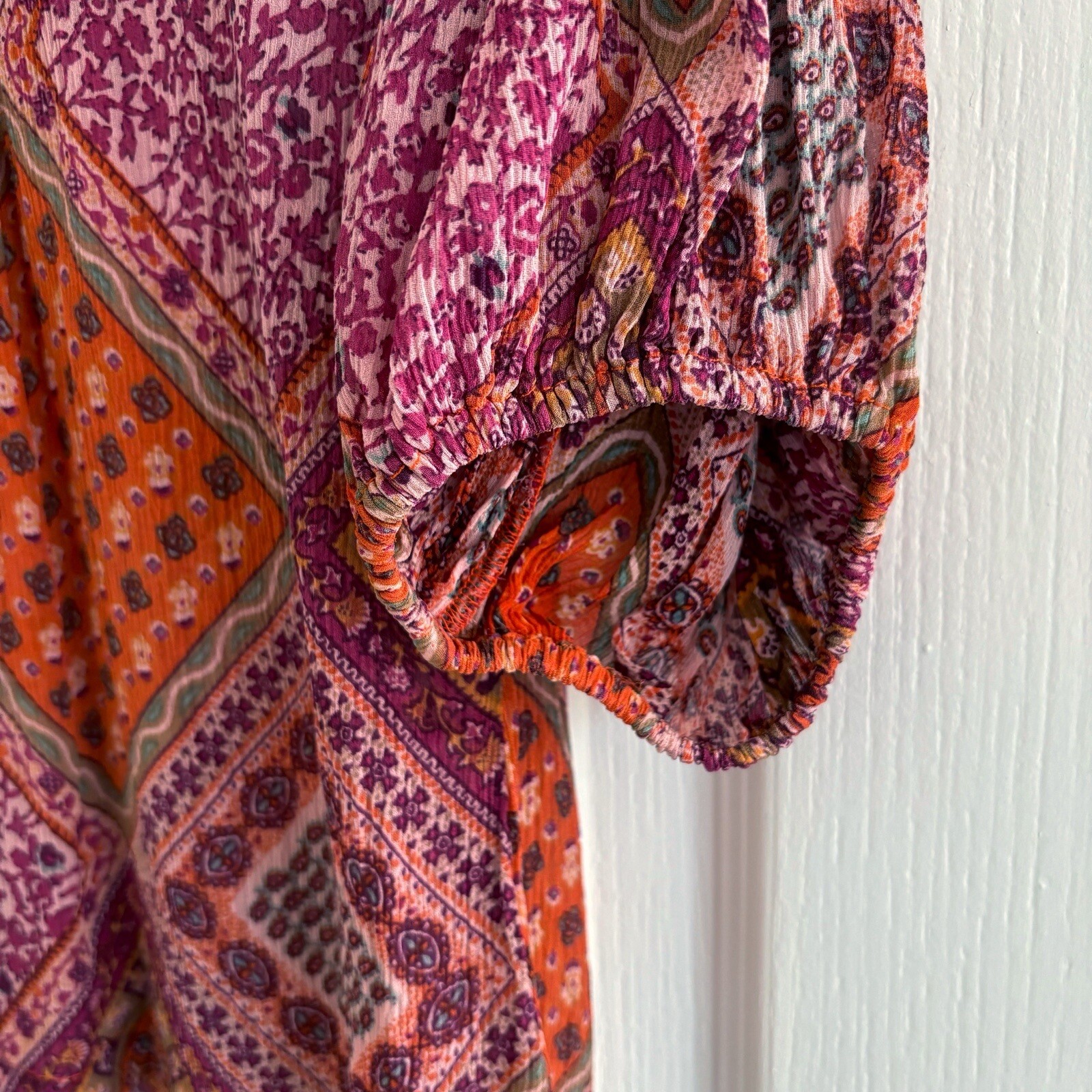 Sundance Silk Patchwork Blouse Medium - image 3