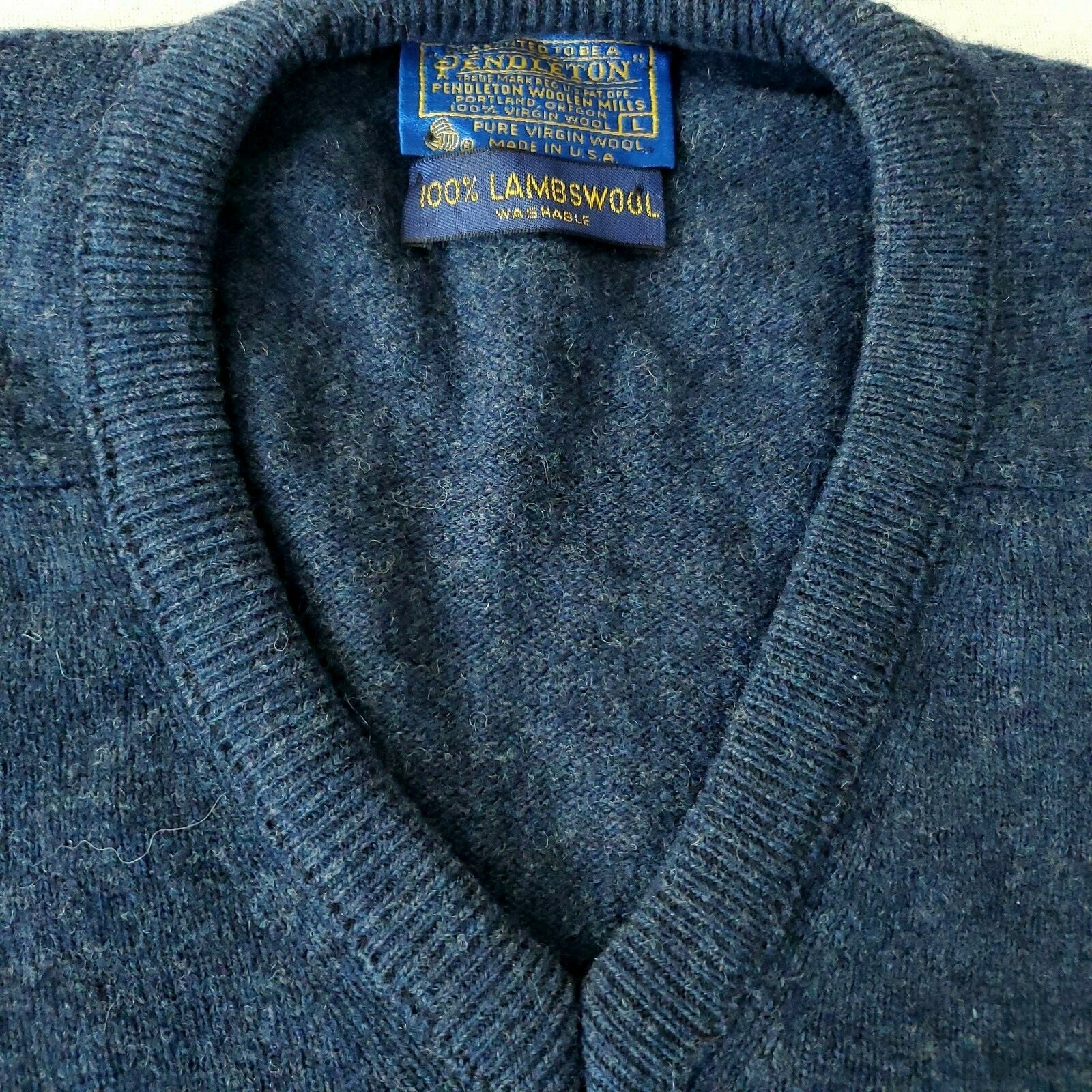 Pendleton Gray Blue Lambswool Pullover Sweater Me… - image 2
