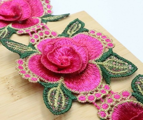 3D Vintage Flower Lace Trim For Embellishment and Decore 1 Yard Daisy colours - Picture 26 of 47