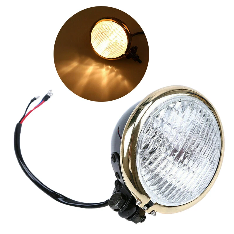 Faro LED ámbar universal para motocicleta 4,8" para Harley Chopper Bobber Foto 2 de 4