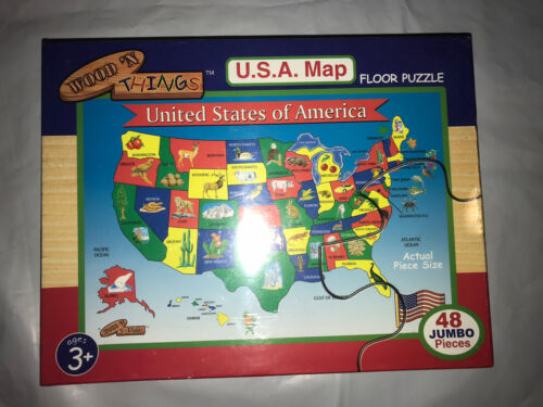 United States of America USA Map Learn Kids NEW 48 Jumbo Pieces Floor Puzzle - Afbeelding 1 van 2