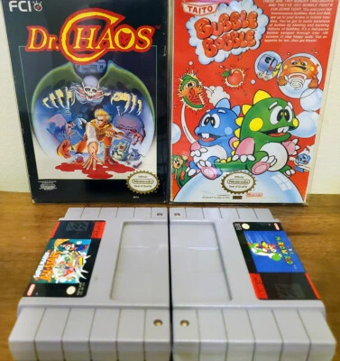 💥 NINTENDO NES BUBBLE BOBBLE DR CHAOS CIB 💥 SNES SUPER MARIO WORLD & ALL STARS - Image 1 of 4