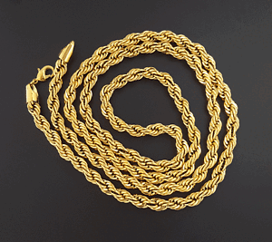 Solid Gold Necklace 24 CARAT GOLD GP SNAKE NECKLACE CHAIN zincir ...