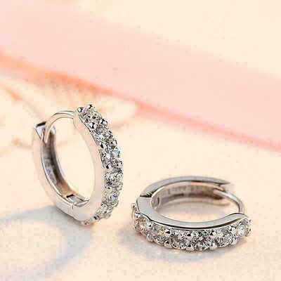 1 kt Lab Created VVS1/D Diamant Damen Creolen 14 Karat Weißgold vergoldet