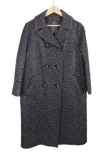 Bergdorf Goodman Main Street Fashion Mantel schwarz strukturiert Satin gesteppt Vintage - Bild 1 von 20