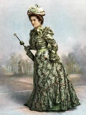 11122.Decor Poster.Vintage Interior wall art design.Victorian lady green dress