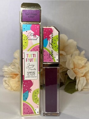TOO FACED TUTTI FRUTTI JUICY FRUITS COMFORT LIP GLAZE WHO GIVES A FIG NIB