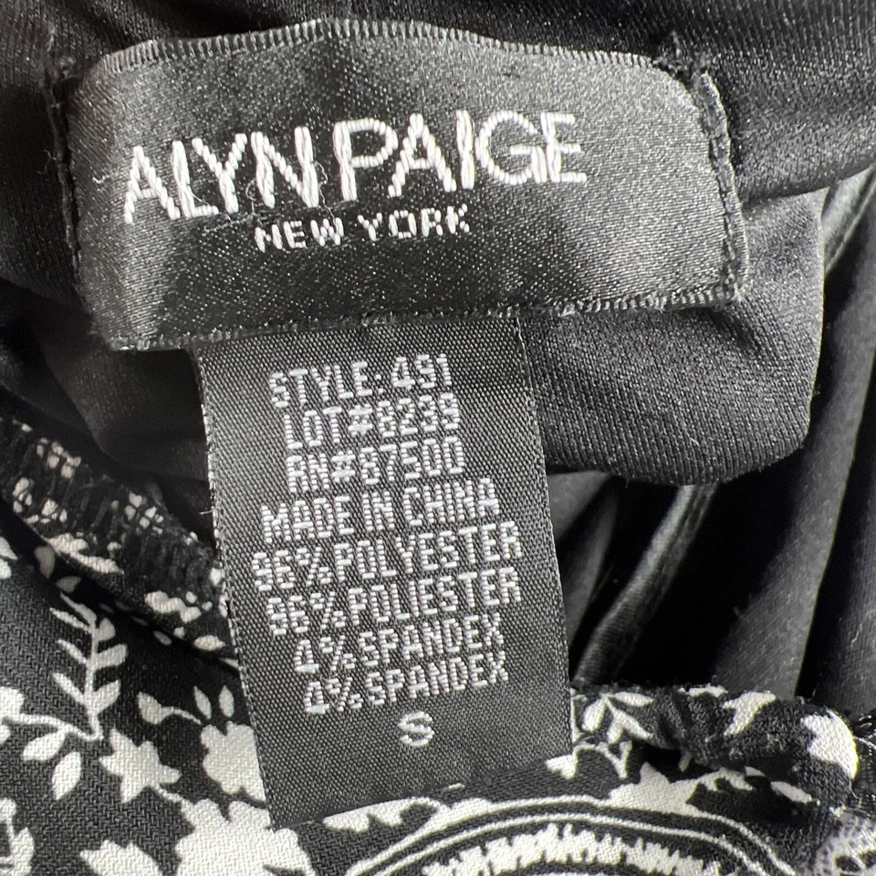 Vestido para mujer Alyn Paige talla pequeña babydoll negro blanco cachemira Y2K años 90 midi Foto 4 de 4