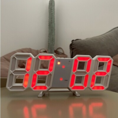Digital 3D Wall Number Clock Desktop LED Alarm Clocks Hour for Home Kitchen