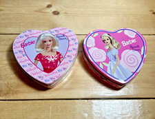 Vintage Russell Stover Valentine Barbie Tin Canister Set 1998 & 2000 Pink Heart