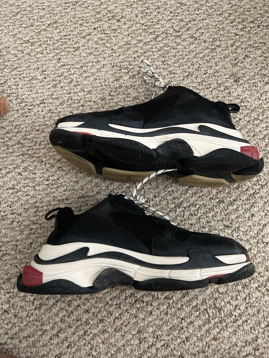 Size 12- Balenciaga Triple S Sneaker Black Red/ Grey Split | eBay