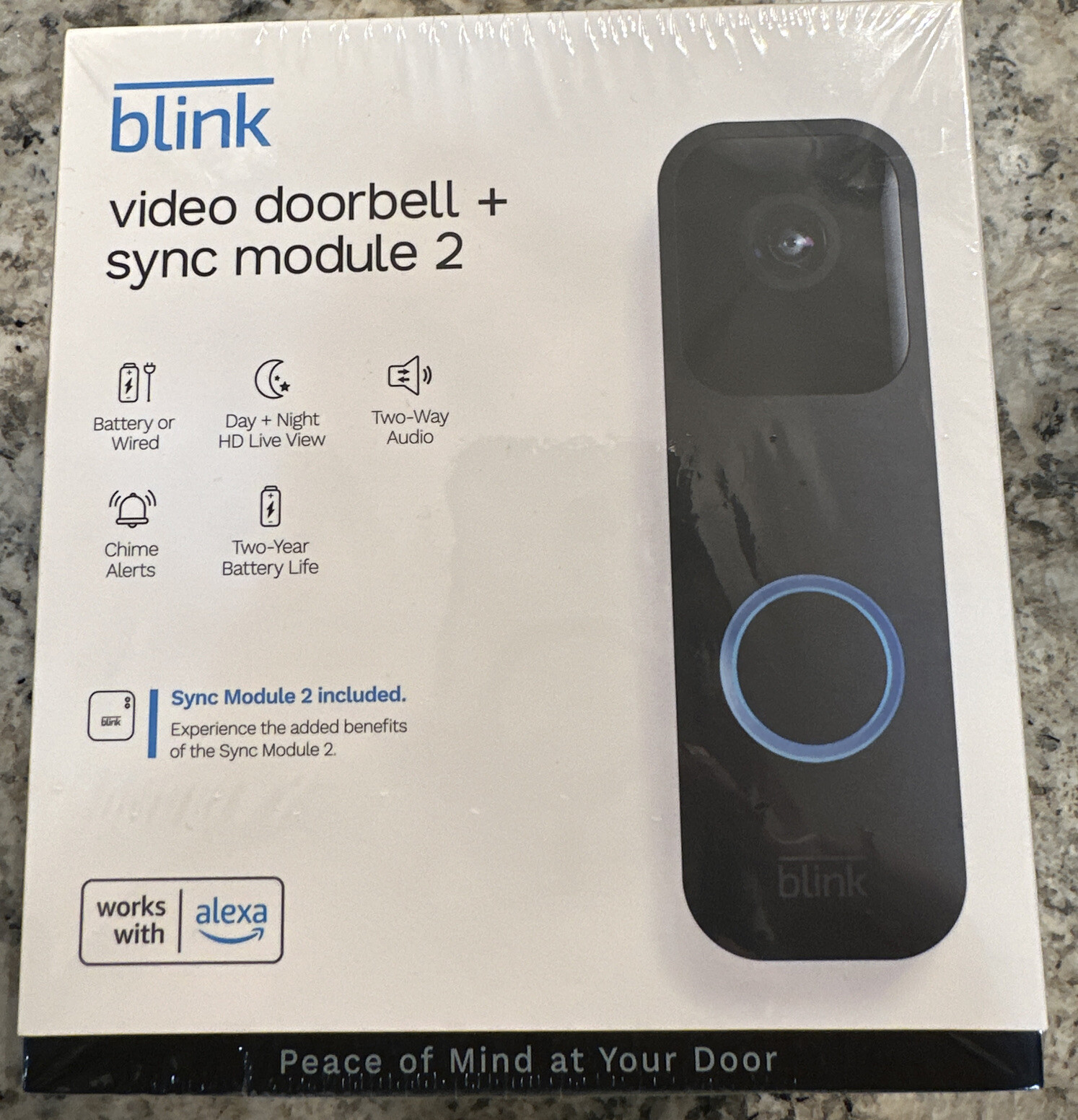 New Blink Video Doorbell + Sync Module 2 | Two-Way Audio HD Video Motion-image