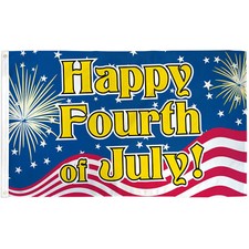 HAPPY FOURTH OF JULY PATRIOTIC POLY 3' X 5' FLAG