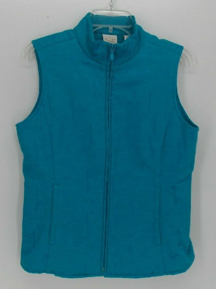 EP Pro Golf Vest Women's Size S Aqua Blue Lined Stretch Cotton Blend Full Zipper - Image 2 of 4