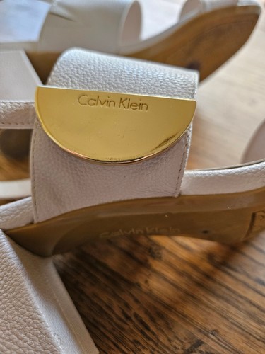 Calvin klein Opened Heels & Toes Shoes SandalsOff White Pebble Leather Like 6M - Picture 20 of 24
